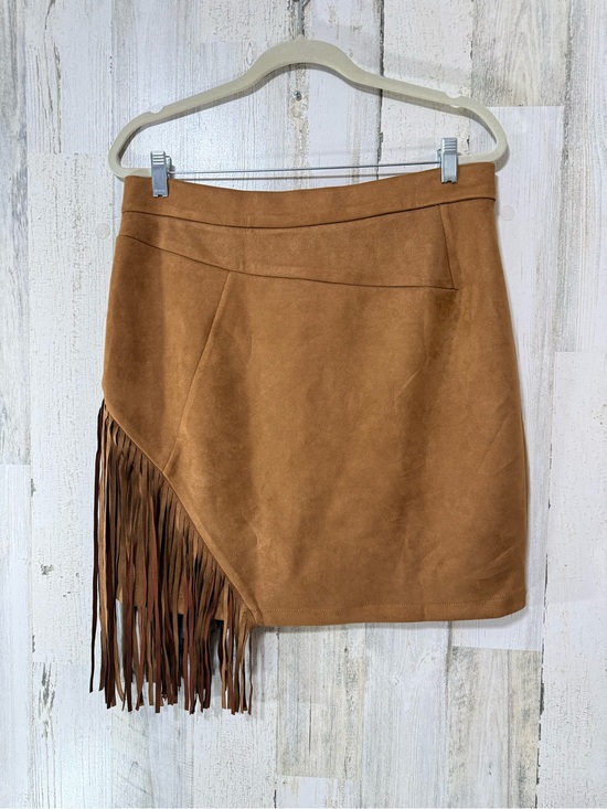 Dresses & Skirts - Fringe Faux Brown Tan Suede Mini Skirt